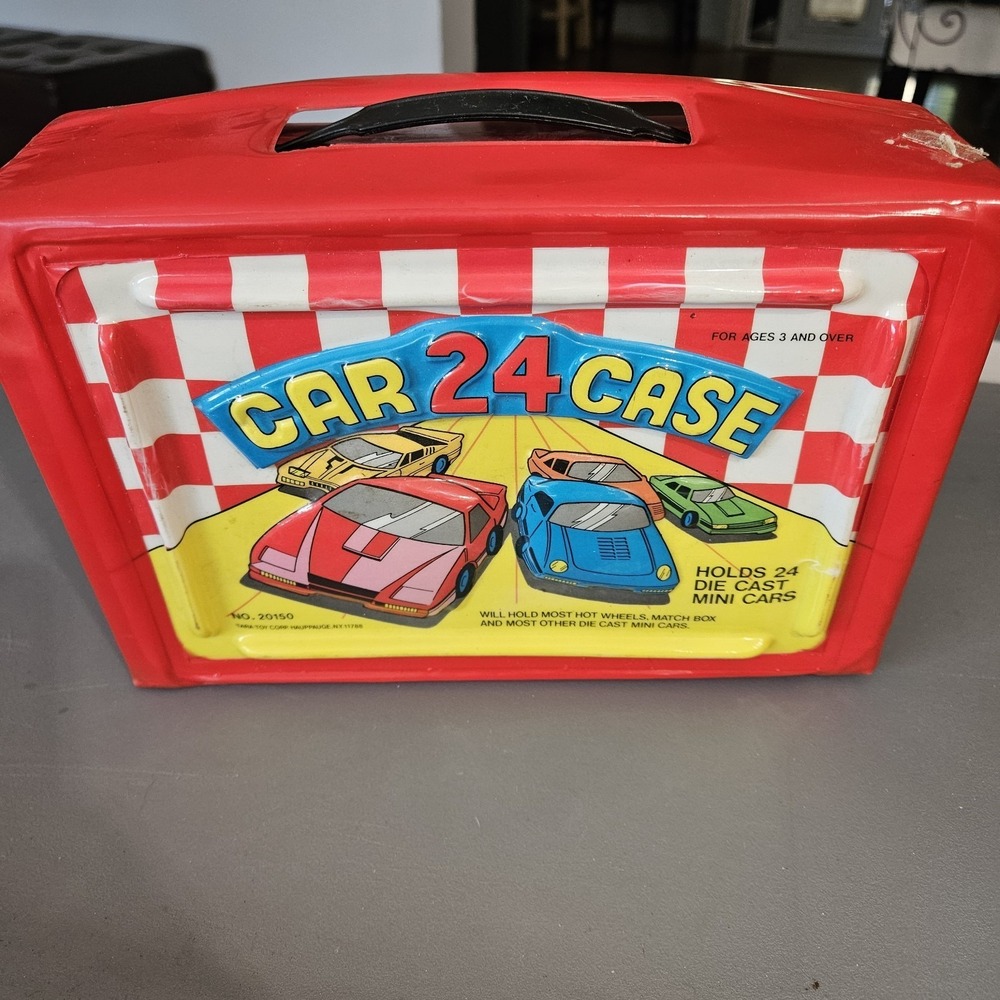 Vtg Tara Toy Corp 3D 24 Car Carry Case #20150 80s w/ Trays